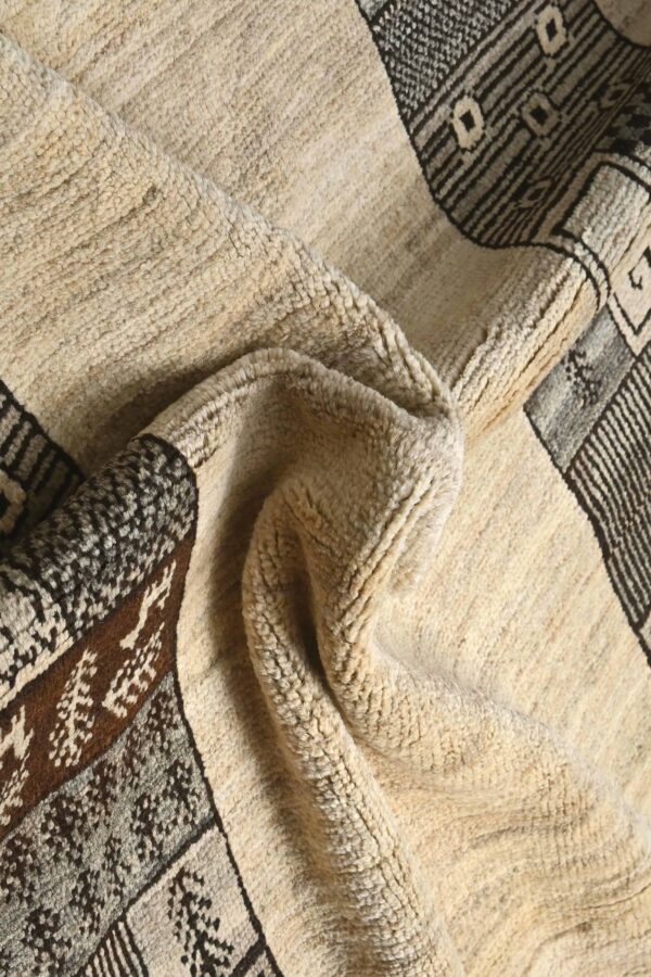 Darya Natural Colour Animal Print Handknotted Afghan Rug 295cm x 205cm / 9ft 8in x 6ft 9in - Image 6
